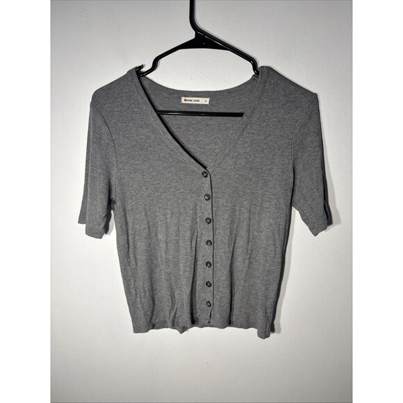 Marine Layer Womens Lexi Ribbed Button Up Top Sz S Tensel/ Modal - Picture 2 of 10
